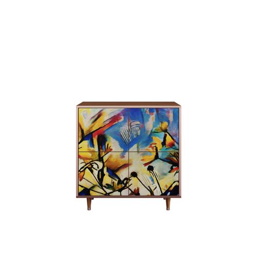 Ottohome Commode Buffet Cb3-310 Noyer 4 Portes 94x48x97 ¿¿
