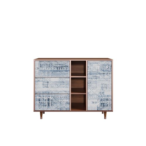 Ottohome Commode Buffet Cb2-316 Noyer 3 Tiroirs 1 Porte 125x48x97 ¿¿