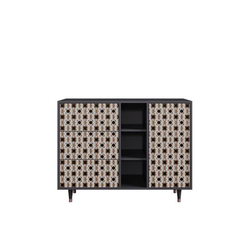 Ottohome Commode Buffet Cb2-314 Antracit 3 Tiroirs 1 Porte 125x48x97 ¿¿