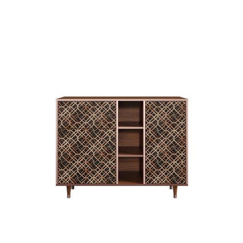 Ottohome Commode Buffet Cb2-317 Noyer 3 Tiroirs 1 Porte 125x48x97 ¿¿