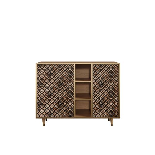 Ottohome Commode Buffet Cb2-317 Chêne 3 Tiroirs 1 Porte 125x48x97 ¿¿