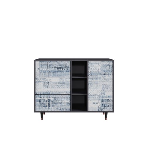 Ottohome Commode Buffet Cb2-316 Antracit 3 Tiroirs 1 Porte 125x48x97 ¿¿