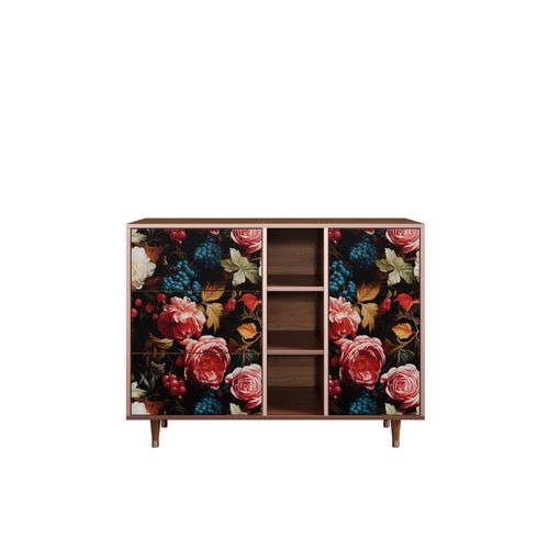 Ottohome Commode Buffet Cb2-324 Noyer 3 Tiroirs 1 Porte 125x48x97 ¿¿