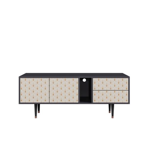 Ottohome Meuble Tv1-322 Antracit 2 Tiroirs 2 Portes 170x48x67 Cm