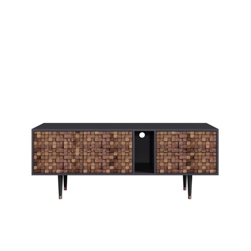 Ottohome Meuble Tv1-307 Antracit 2 Tiroirs 2 Portes 170x48x67 Cm