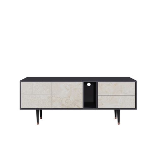 Ottohome Meuble Tv1-312 Antracit 2 Tiroirs 2 Portes 170x48x67 Cm