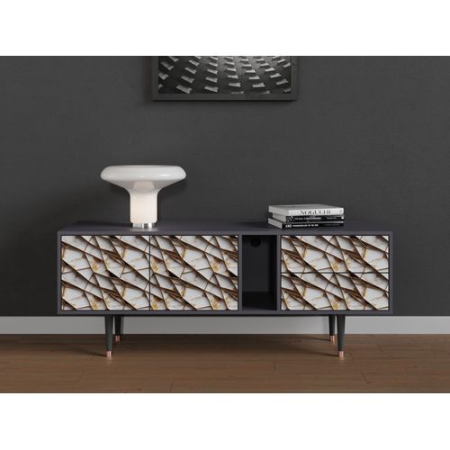 Ottohome Meuble Tv1-319 Antracit 2 Tiroirs 2 Portes 170x48x67 Cm