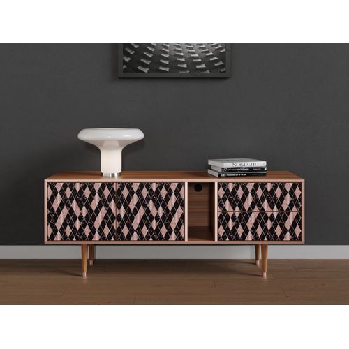 Ottohome Meuble Tv1-300 Noyer 2 Tiroirs 2 Portes 170x48x67 Cm