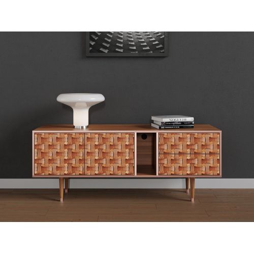 Ottohome Meuble Tv1-304 Noyer 2 Tiroirs 2 Portes 170x48x67 Cm