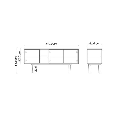 Ottohome Meuble Tv Tv5-308 Chêne 3 Portes 149x41x67 Cm