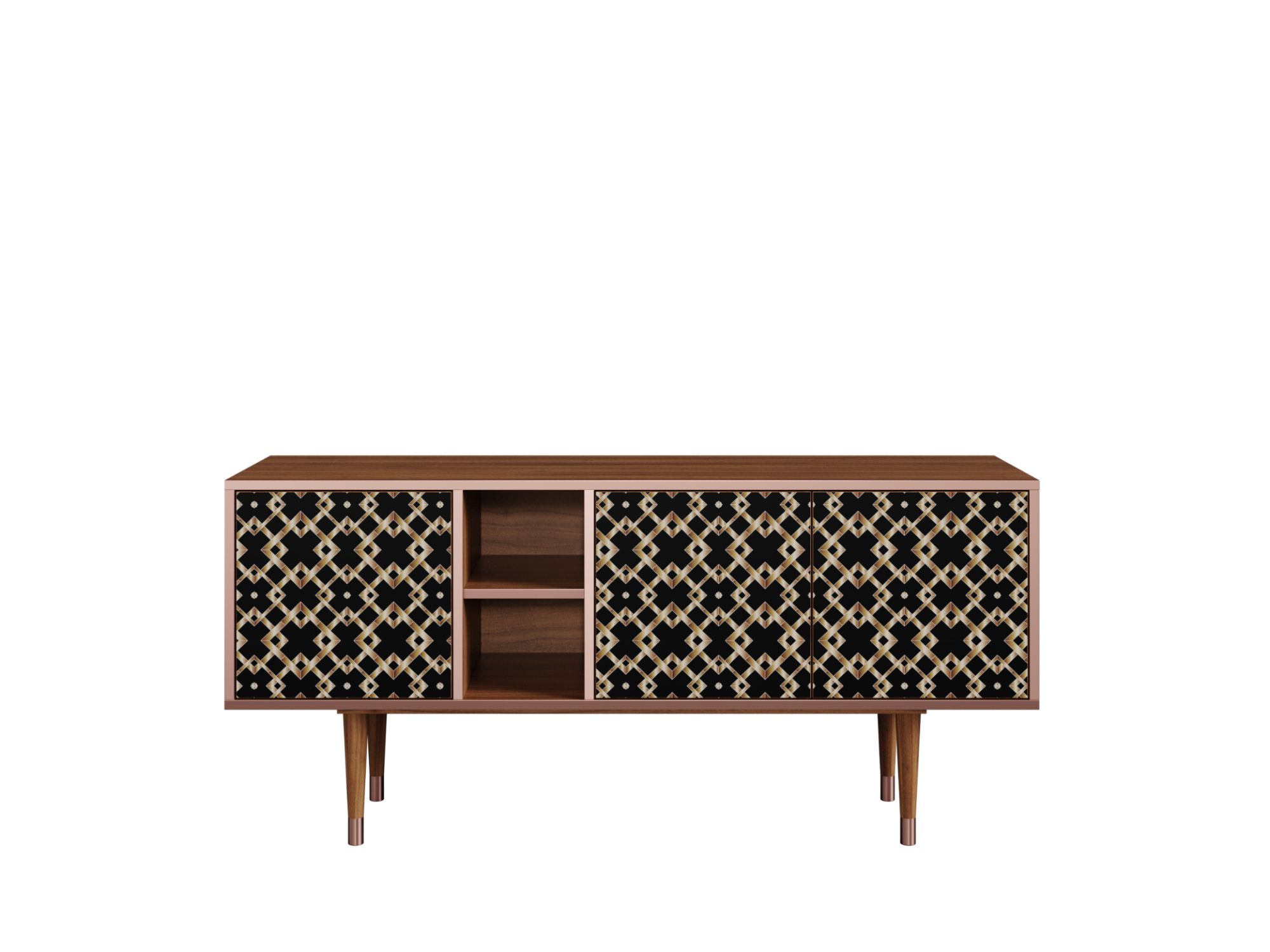 Ottohome Meuble Tv5-313 Noyer 3 Portes 149x41x67 Cm