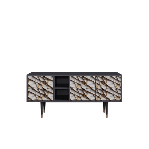 Ottohome Meuble Tv5-319 Antracit 3 Portes 149x41x67 Cm
