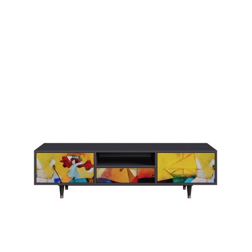 Ottohome Meuble Tv6-306 Antracit 1 Tiroirs 2 Portes 170x41x57 Cm