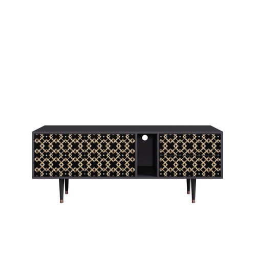 Ottohome Meuble Tv1-313 Antracit 2 Tiroirs 2 Portes 170x48x67 Cm