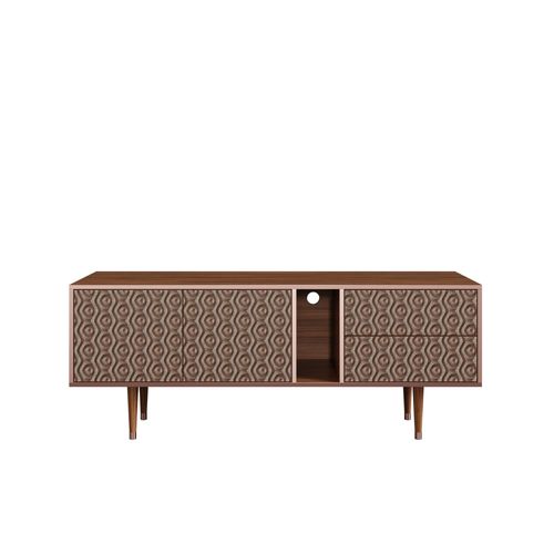 Ottohome Meuble Tv1-325 Noyer 2 Tiroirs 2 Portes 170x48x67 Cm