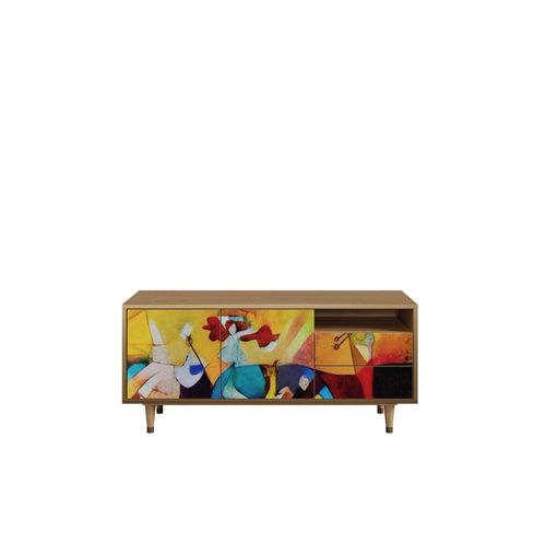 Ottohome Meuble Tv7-306 Chêne 2 Tiroirs 2 Portes 125x41x57 Cm