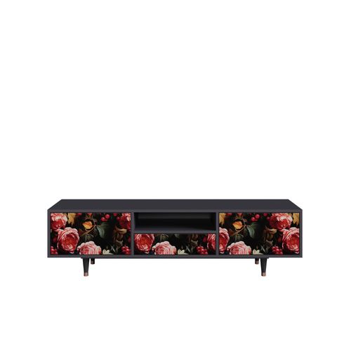 Ottohome Meuble Tv6-324 Antracit 1 Tiroirs 2 Portes 170x41x57 Cm