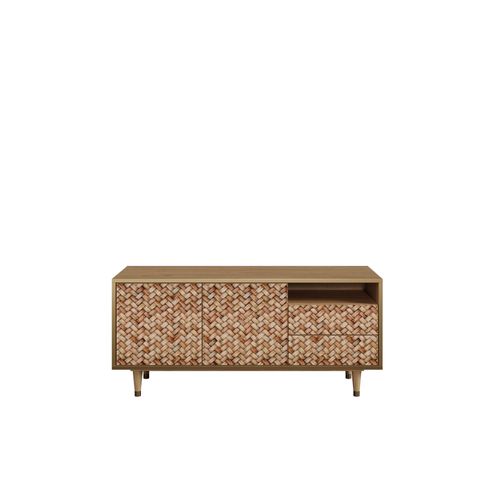 Ottohome Meuble Tv7-311 Chêne 2 Tiroirs 2 Portes 125x41x57 Cm