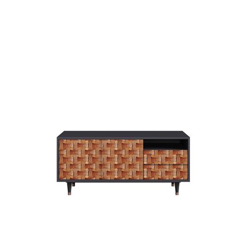 Ottohome Meuble Tv7-304 Antracit 2 Tiroirs 2 Portes 125x41x57 Cm