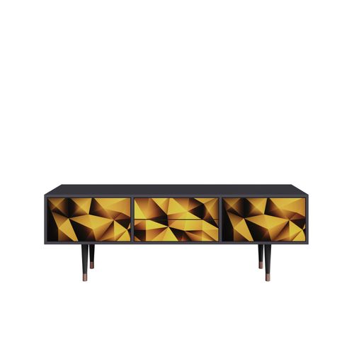 Ottohome Meuble Tv4-301 Antracit 2 Tiroirs 2 Portes 170x48x57 Cm
