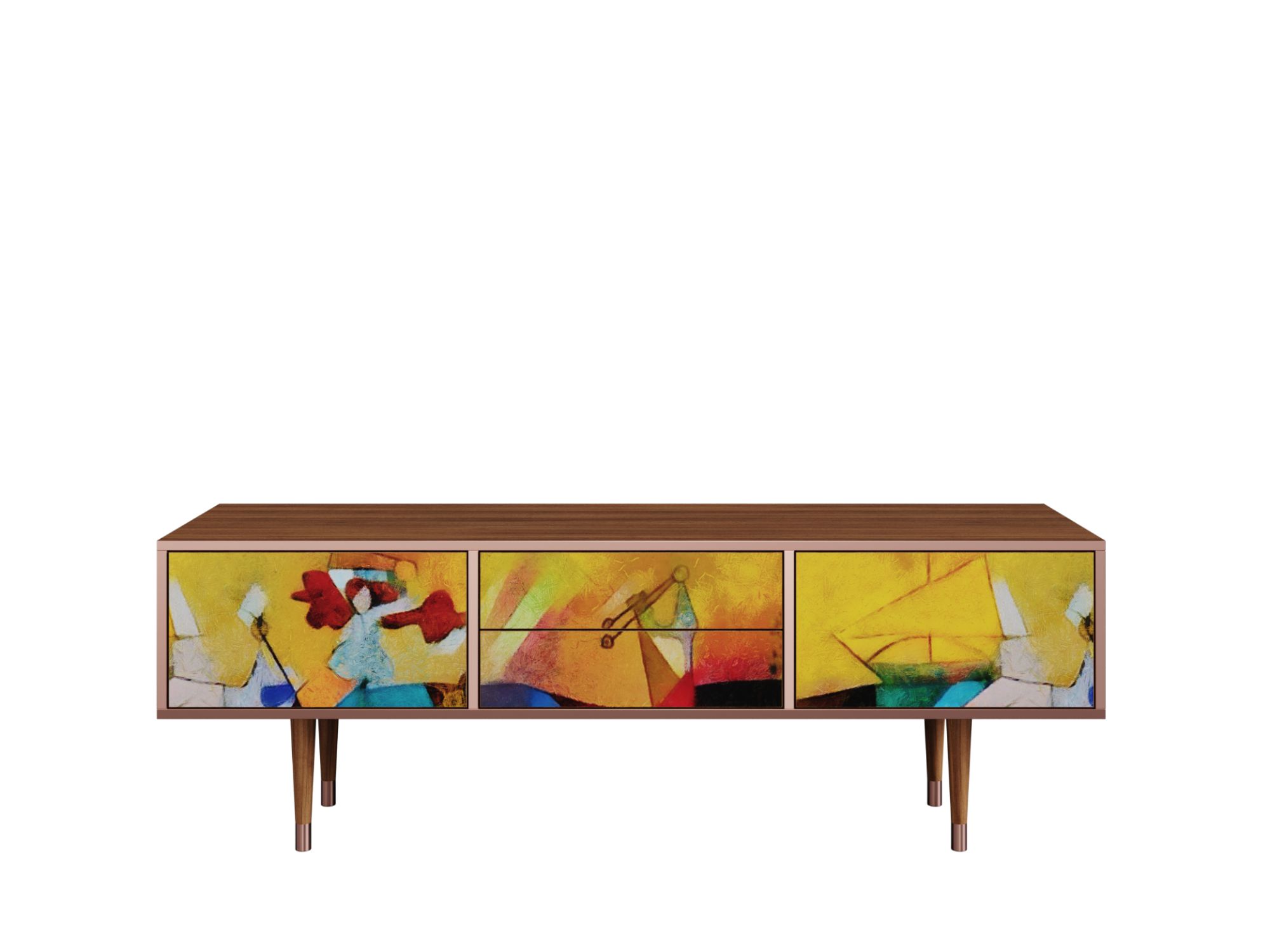 Ottohome Meuble Tv4-306 Noyer 2 Tiroirs 2 Portes 170x48x57 Cm