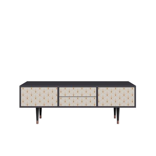 Ottohome Meuble Tv4-322 Antracit 2 Tiroirs 2 Portes 170x48x57 Cm