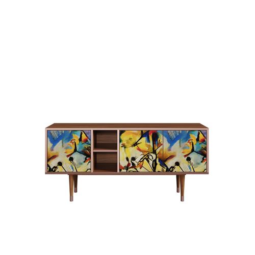 Ottohome Meuble Tv5-310 Noyer 3 Portes 149x41x67 Cm