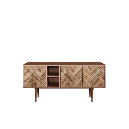 Ottohome Meuble Tv Tv5-309 Noyer 3 Portes 149x41x67 Cm