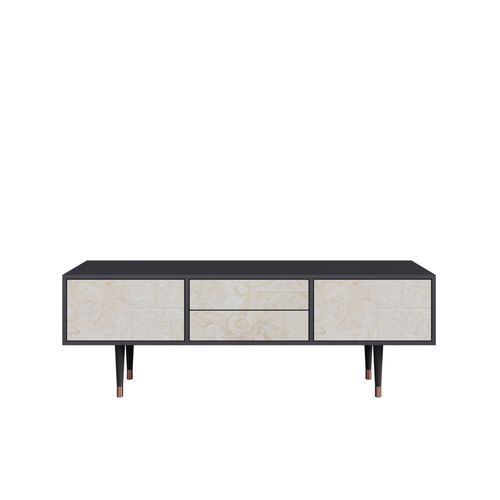 Ottohome Meuble Tv4-312 Antracit 2 Tiroirs 2 Portes 170x48x57 Cm