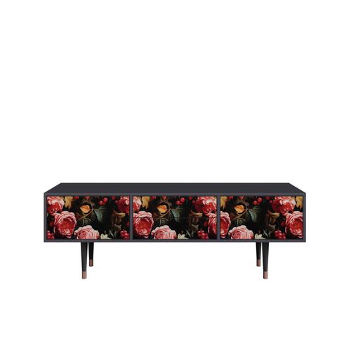 Ottohome Meuble Tv4-324 Antracit 2 Tiroirs 2 Portes 170x48x57 Cm