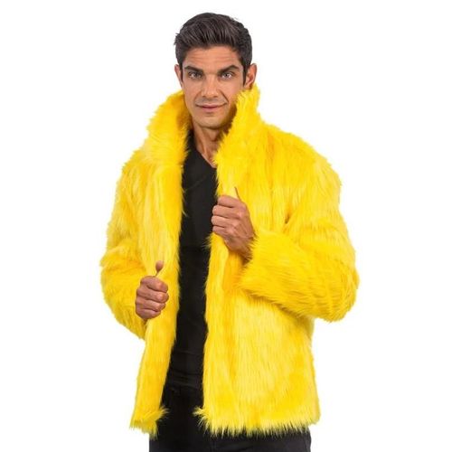 Manteau En Fausse Fourrure Jaune Adulte - Taille: M