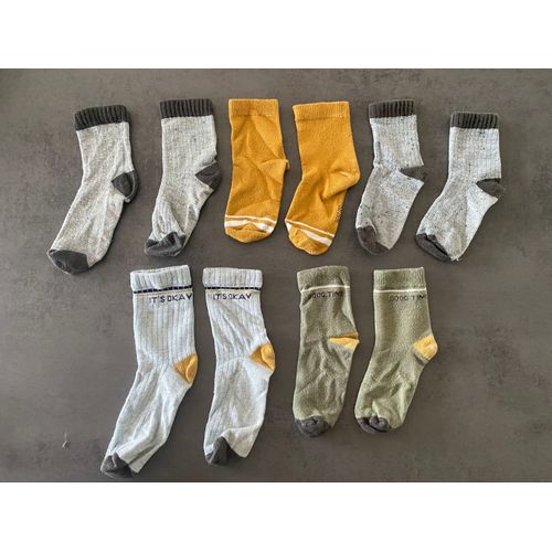 Lot De 5 Paires De Chaussettes Vert/Gris/Jaune Taille 27/30 Kiabi