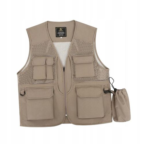 Gilet De Pêche Pour Homme En Tissu Maillé Kaki Clair L