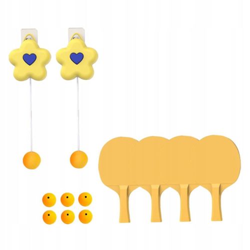 Table De Ping-Pong Suspendue Pour Enfants, Rapide, Jaune, 4 Raquettes