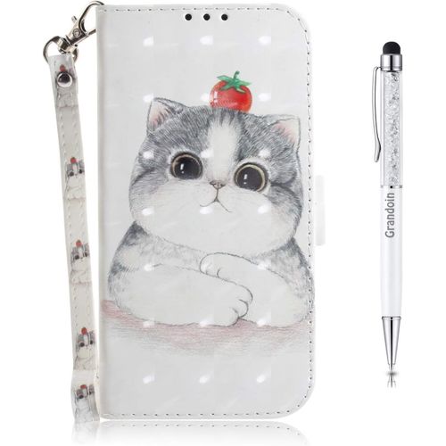 Coque?Pour Huawei Y6p,?[Peinture?3d]?Pu?Etui?Housse?En?Cuir?Portefeuille?De?Protection?Avec?[Emplacements?Cartes]?[Fonction?Support]?[Fermeture?Magntique]?Flip?Case (Chat Mignon)
