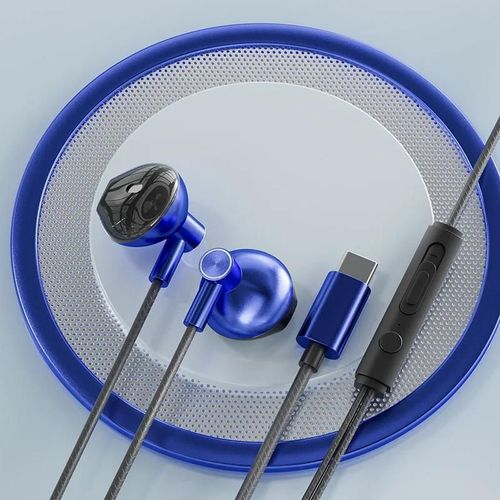 Écouteurs filaires d'origine pour Xiaomi Piston, basse, sport intra-auriculaire, 3.5mm, sauna, téléphone avec micro, casque pour téléphone, Xiaomi, Samsung, Huawei-Type-C-Blue
