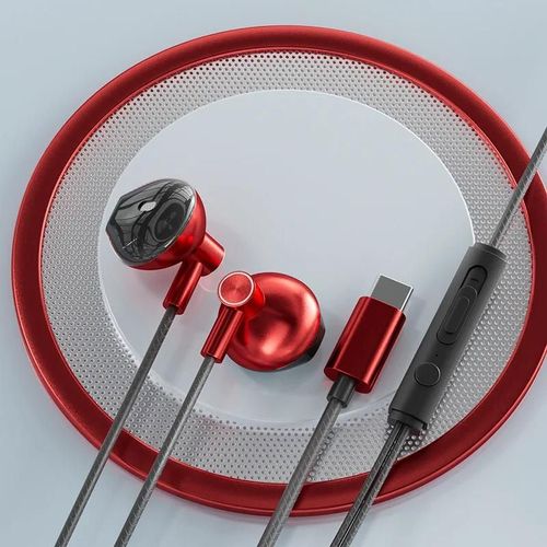 Écouteurs filaires d'origine pour Xiaomi Piston, basse, sport intra-auriculaire, 3.5mm, sauna, téléphone avec micro, casque pour téléphone, Xiaomi, Samsung, Huawei-Type-C-Red