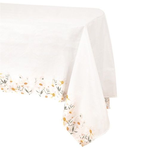 Nappe Tissu Polyester Marguerite 145x240cm Blanc