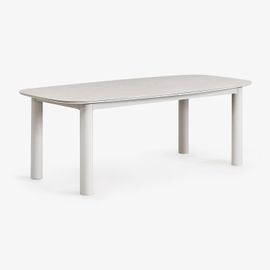 Table De Jardin Rectangulaire Extensible 220-280x100 Cm En Céramique Et Aluminium Zinti Beige Crème