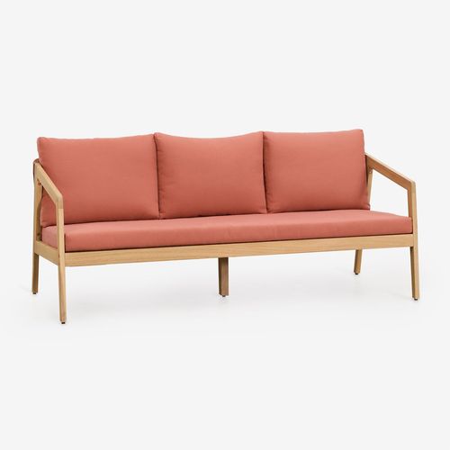 Canapé 3 Places En Bois D'acacia Et Corde Tressée Kaela Rouge Tuile Brun Acacia