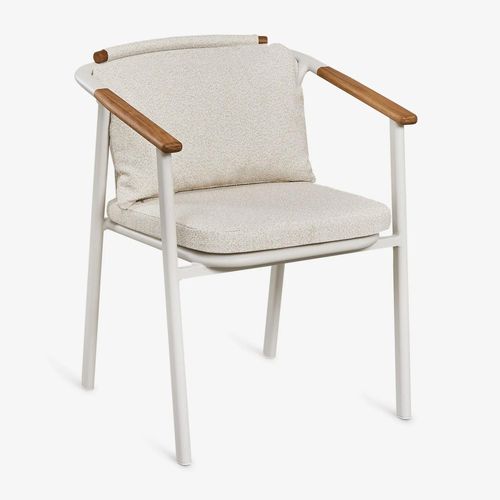 Pack De 4 Chaises De Salle À Manger Avec Accoudoirs En Aluminium Et Tissu Bouclé Yervin