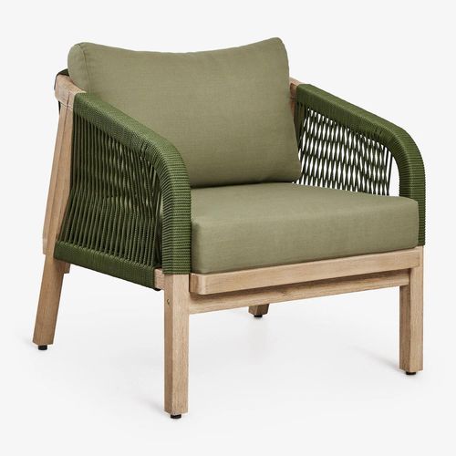 Fauteuil De Jardin En Bois D'acacia Dubai Vert Militaire Clair Acacia Rustique Marron