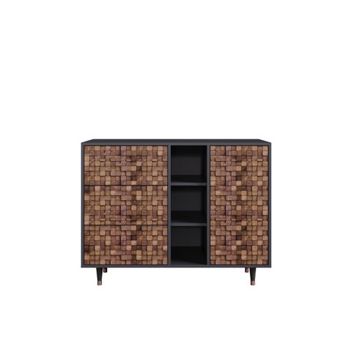 Ottohome Commode Buffet Cb2-307 Antracit 3 Tiroirs 1 Porte 125x48x97 ¿¿