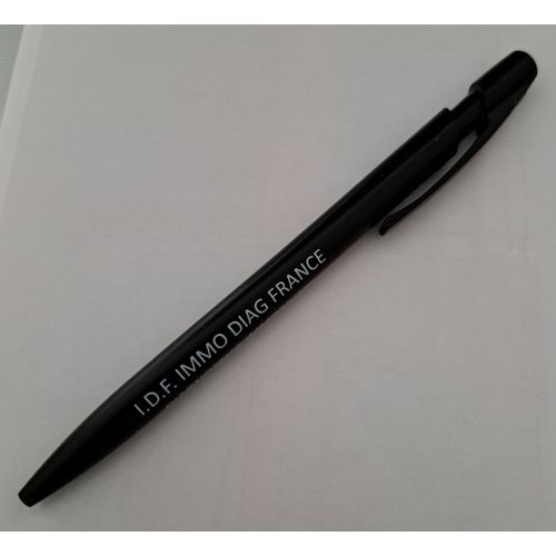 Stylo À Bille Rétractable Entreprise Idf Immo Diag France Noir Encre Noire