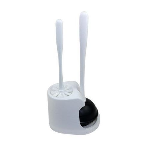 Ensemble de déboucheur de toilettes et de brosse pour cuvette pour le nettoyage de la salle de bain, blanc, 1 ensemble
