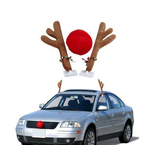 Accessoire de décoration de voiture de Noël Bois de renne pour toit avant et nez