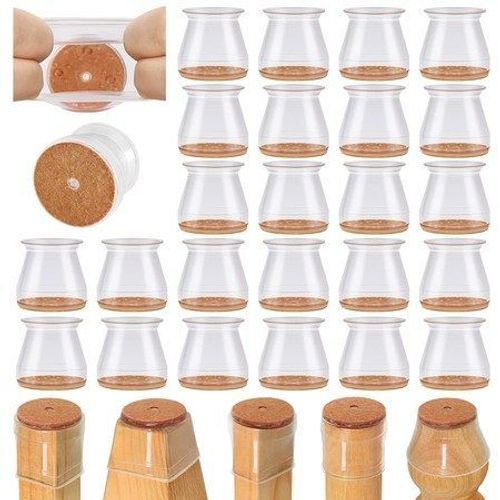 Lot De 24 Protections De Sol En Silicone Pour Pieds De Chaise En Bois Dur