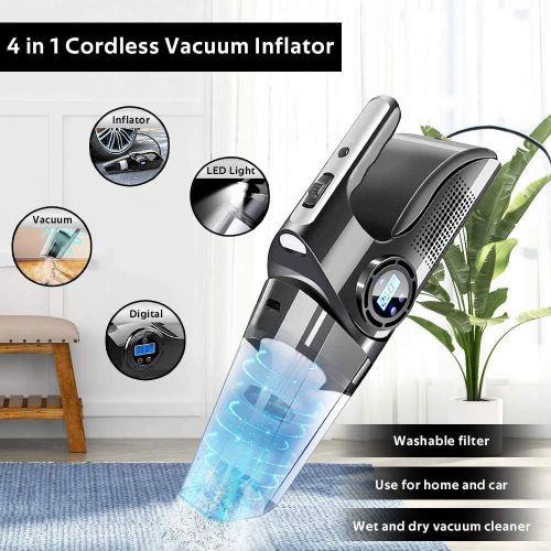 Aspirateur de voiture portable 4 en 1 avec compresseur d'air numérique