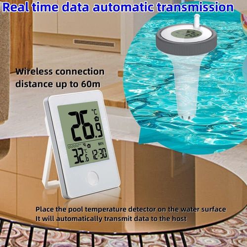 Thermomètre de piscine numérique flottant sans fil - Lecture facile