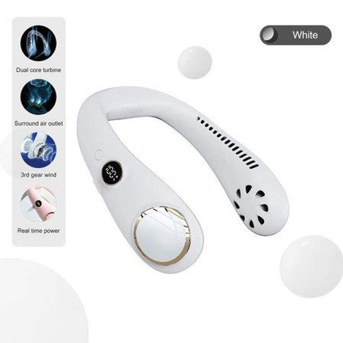 Ventilateur de cou portable ultra silencieux avec écran LED et batterie rechargeable USB 4000 mAh